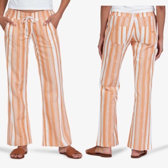 Roxy Pants - Final Sale! NWT ROXY Oceanside Flared Linen Blend Pants. XL